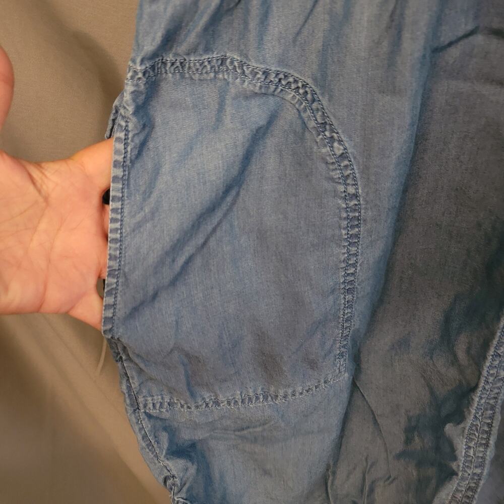 Time & Tru Women's Jean Dress Size M (8/10) Blue Denim Draw String Waist Pockets - Picture 2 of 5